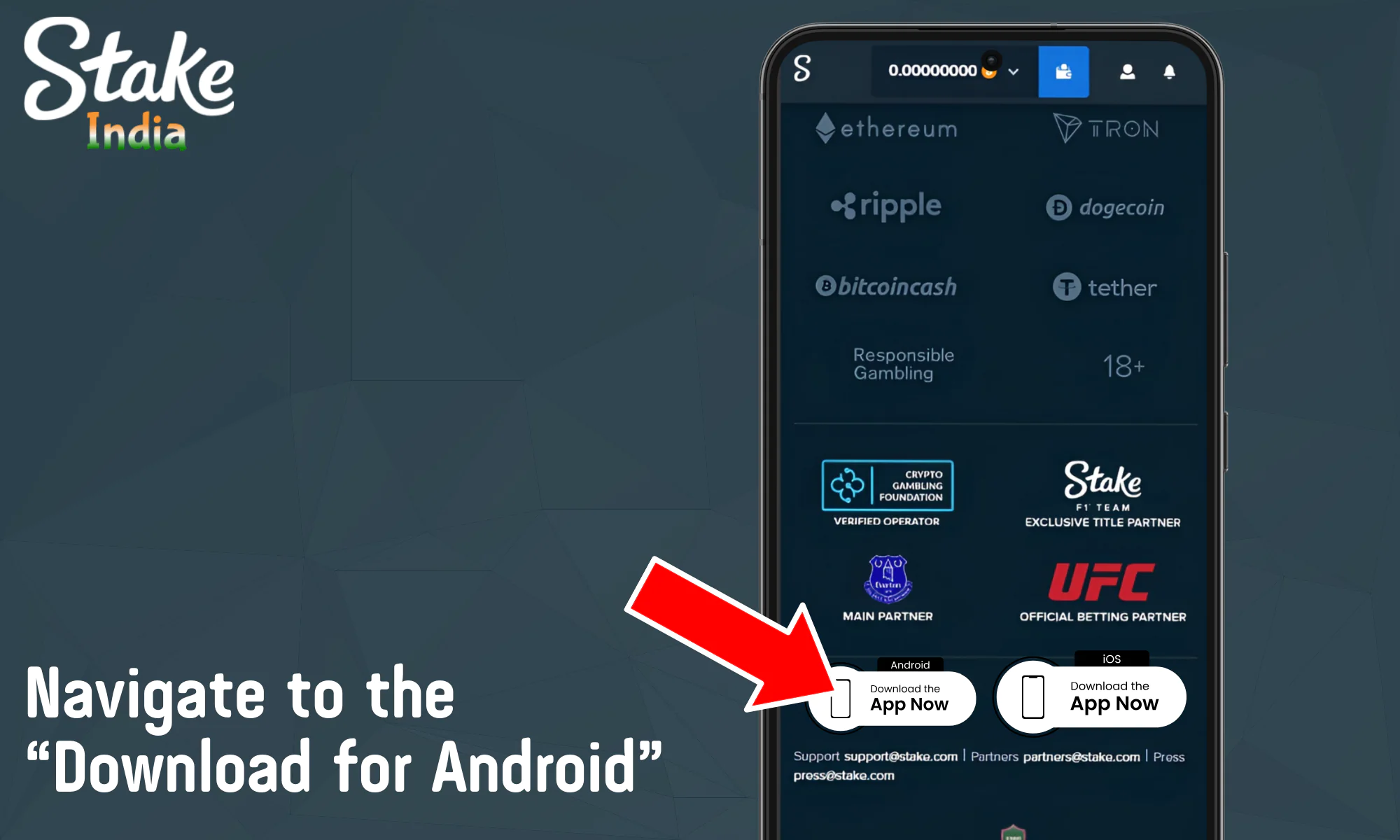 Find the "Download for Android" button and click on it